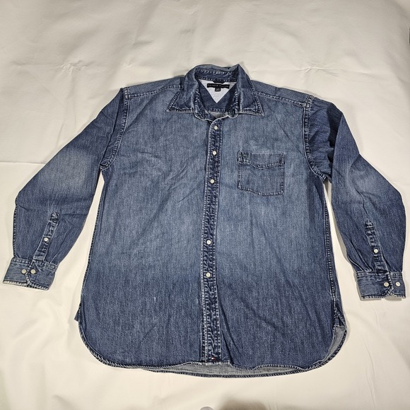 Tommy Hilfiger Other - Tommy Hilfiger Denim Button Down Shirt Mens XL Blue Chambray Long Sleeve Classic